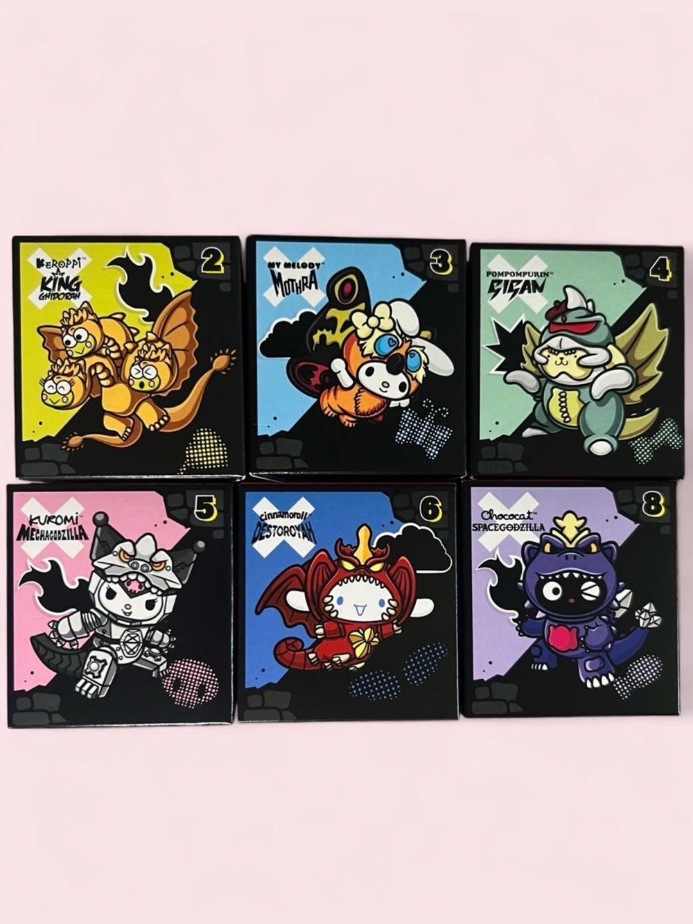 McDonalds Hello Kitty x Godzilla Happy Meal Toys Set of 6 Figures 2 3 4 5 6 8